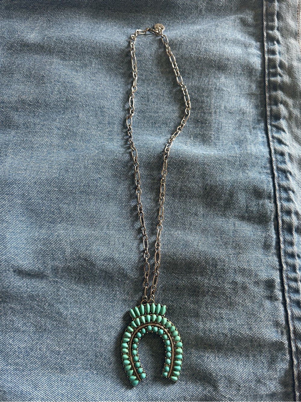 large squash blossom turquoise (faux) chain necklace - western cowgirl style